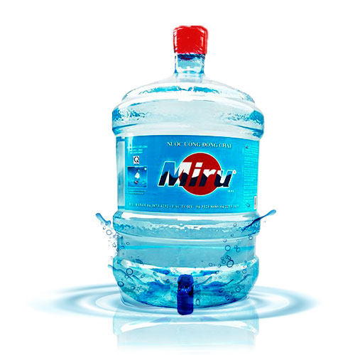 Nước tính khiết đóng bình Miru 18,9 lít (Có vòi)